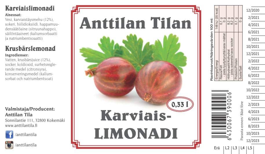 Karviaislimonadi 0.33l etiketti