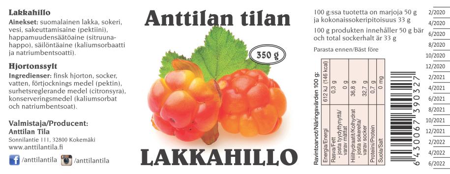 Lakkahillo 350g etiketti