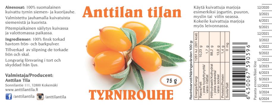 Tyrnirouhe 75g etiketti