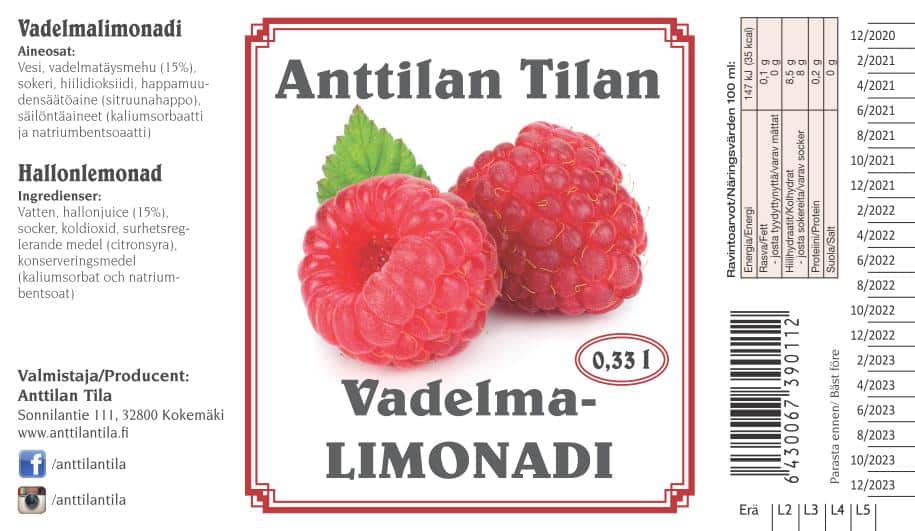 Vadelmalimonadi 0.33l etiketti