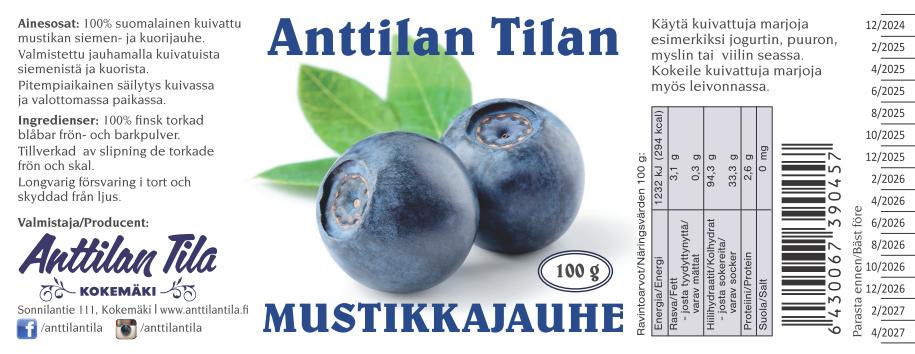 mustikkajauhe-etiketti